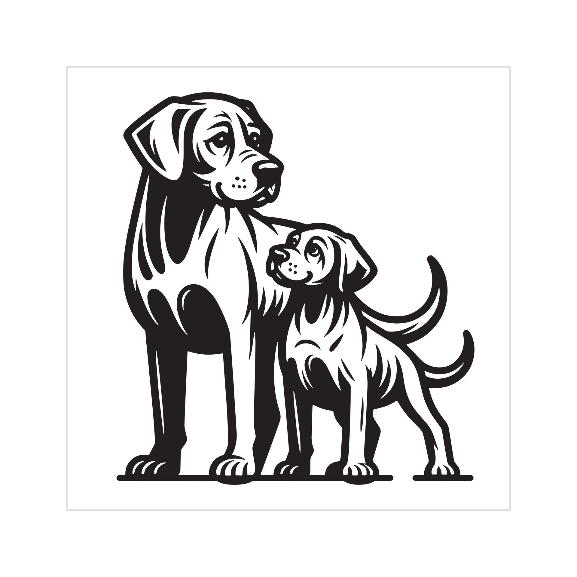 Ai-generated-rhodesian-ridgeback-dog-family-clipart-illustration-in-black-and-white-free-vector