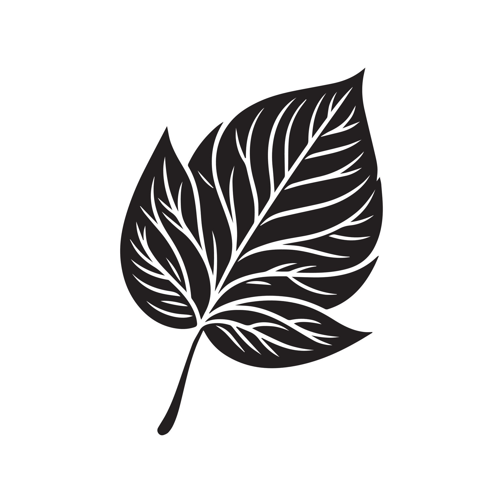 Ai-generated-rose-leaf-flower-silhouette-black-and-white-illustration-free-vector