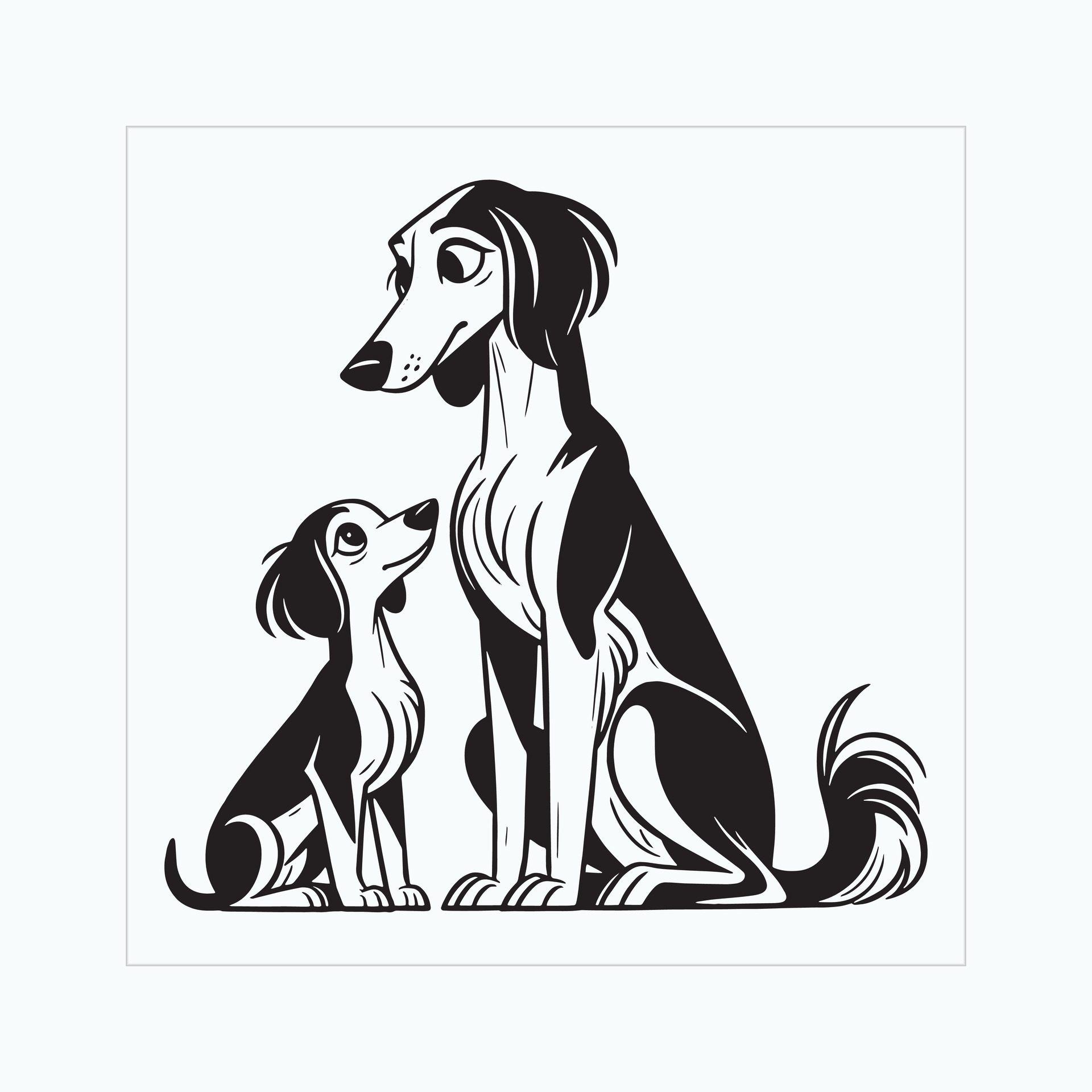 Ai-generated-saluki-dog-family-clipart-illustration-free-vector