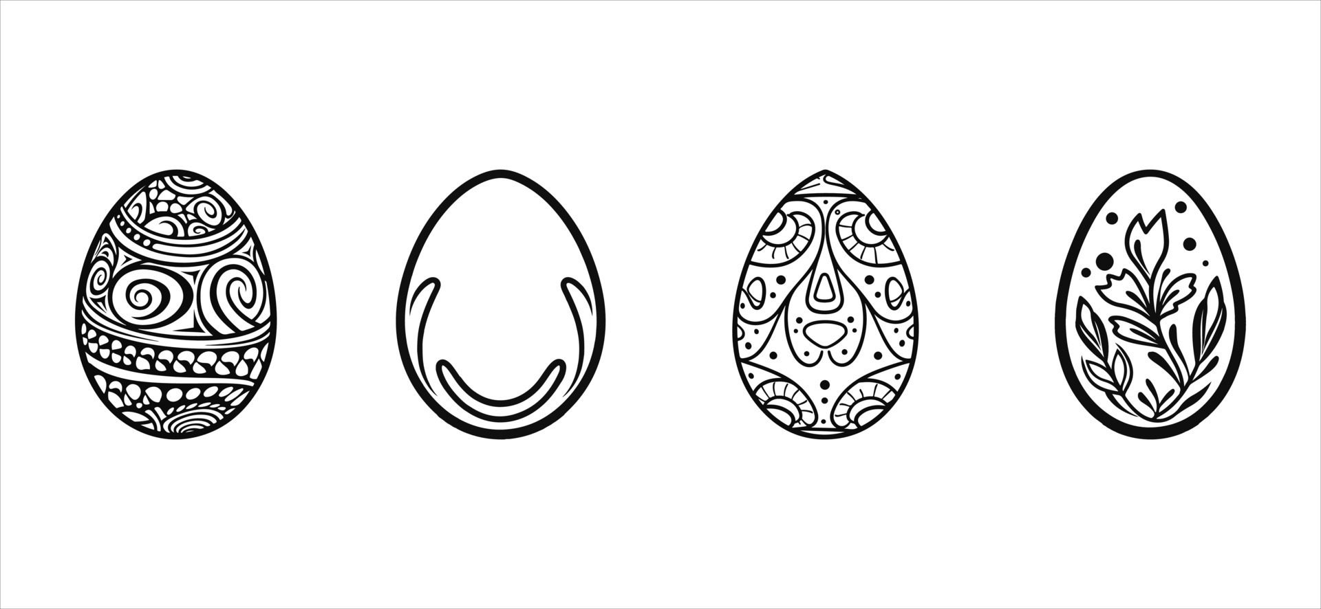 Ai-generated-set-of-easter-egg-icons-easter-eggs-flat-design-on-white-background-free-vector