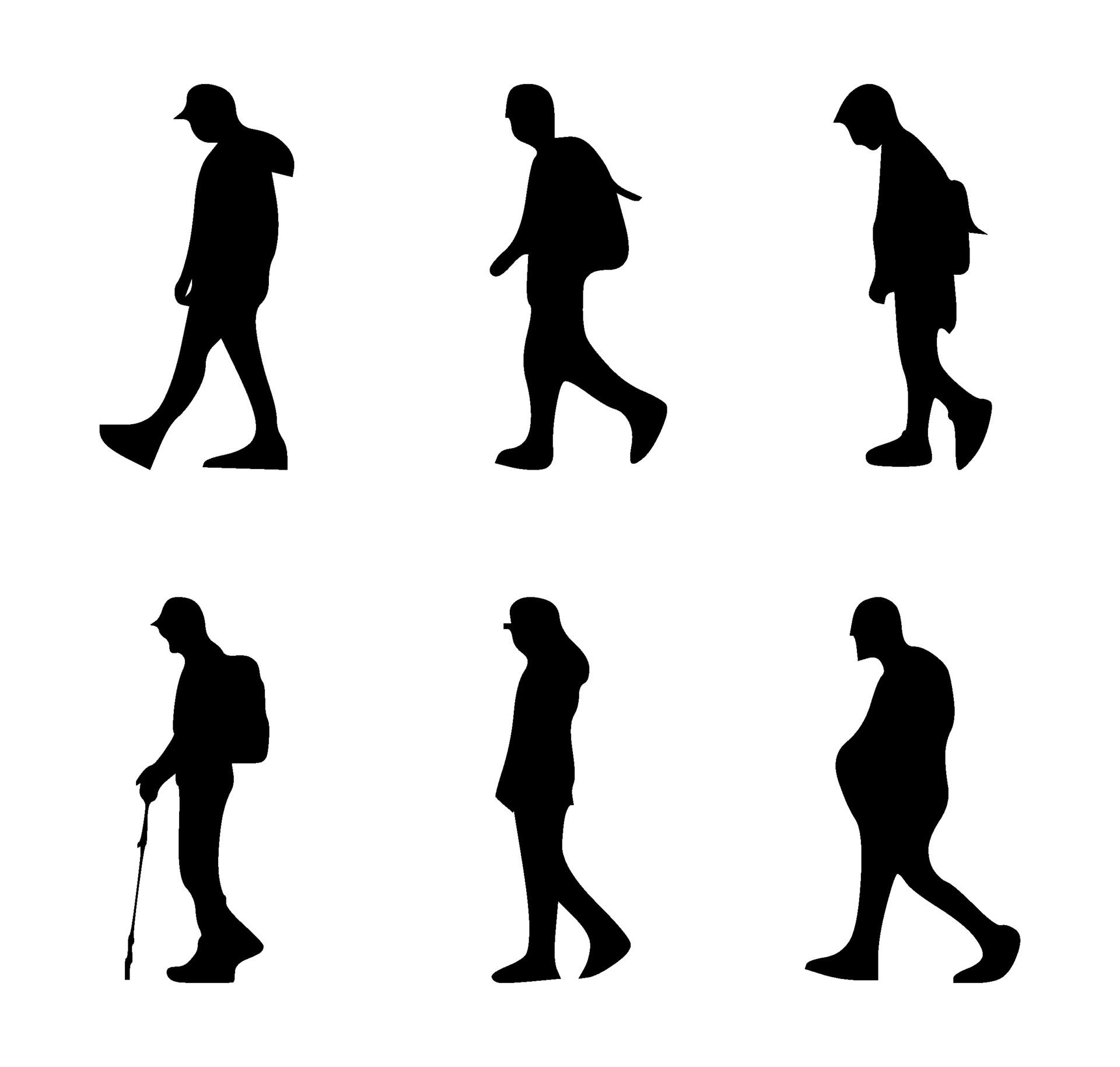 Ai-generated-set-of-pedestrian-silhouettes-on-isolated-background-free-vector