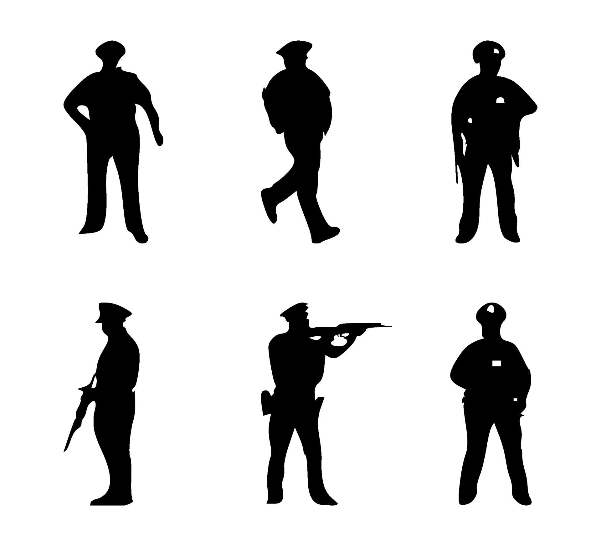 Ai-generated-set-of-police-silhouettes-on-isolated-background-free-vector