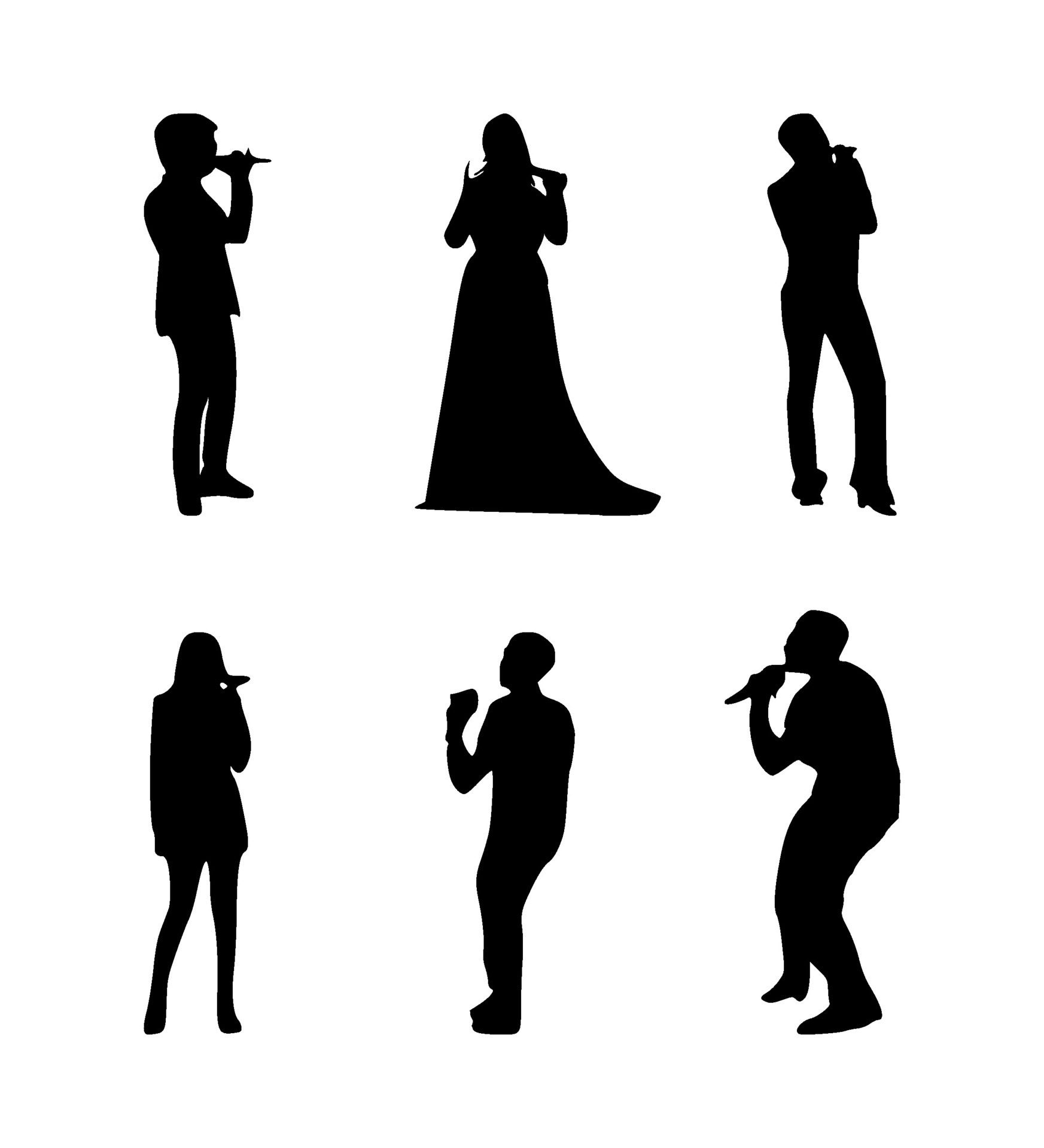 Ai-generated-set-of-singer-silhouettes-on-isolated-background-free-vector