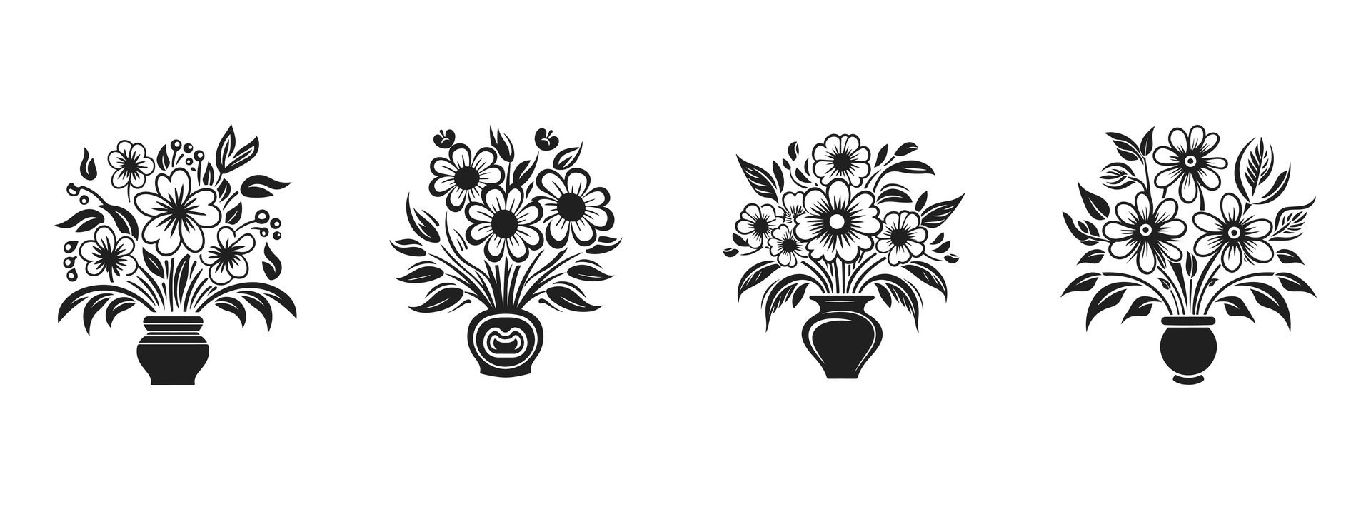 Ai-generated-silhouette-of-flowers-in-a-pot-vase-with-flowers-silhouette-illustration-free-vector