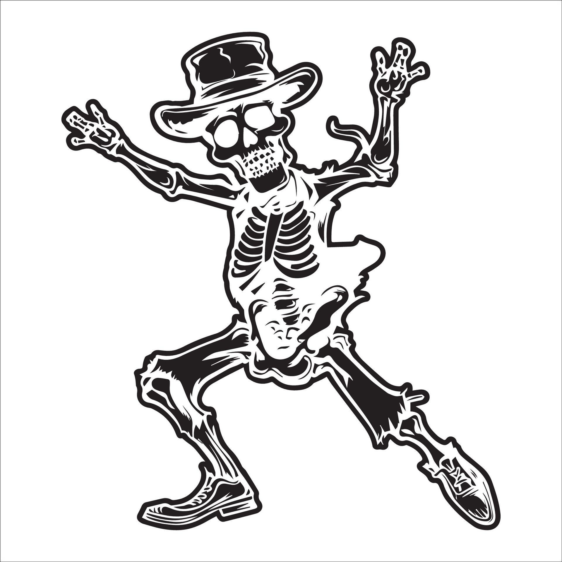 Ai-generated-skeleton-dance-in-black-and-white-free-vector
