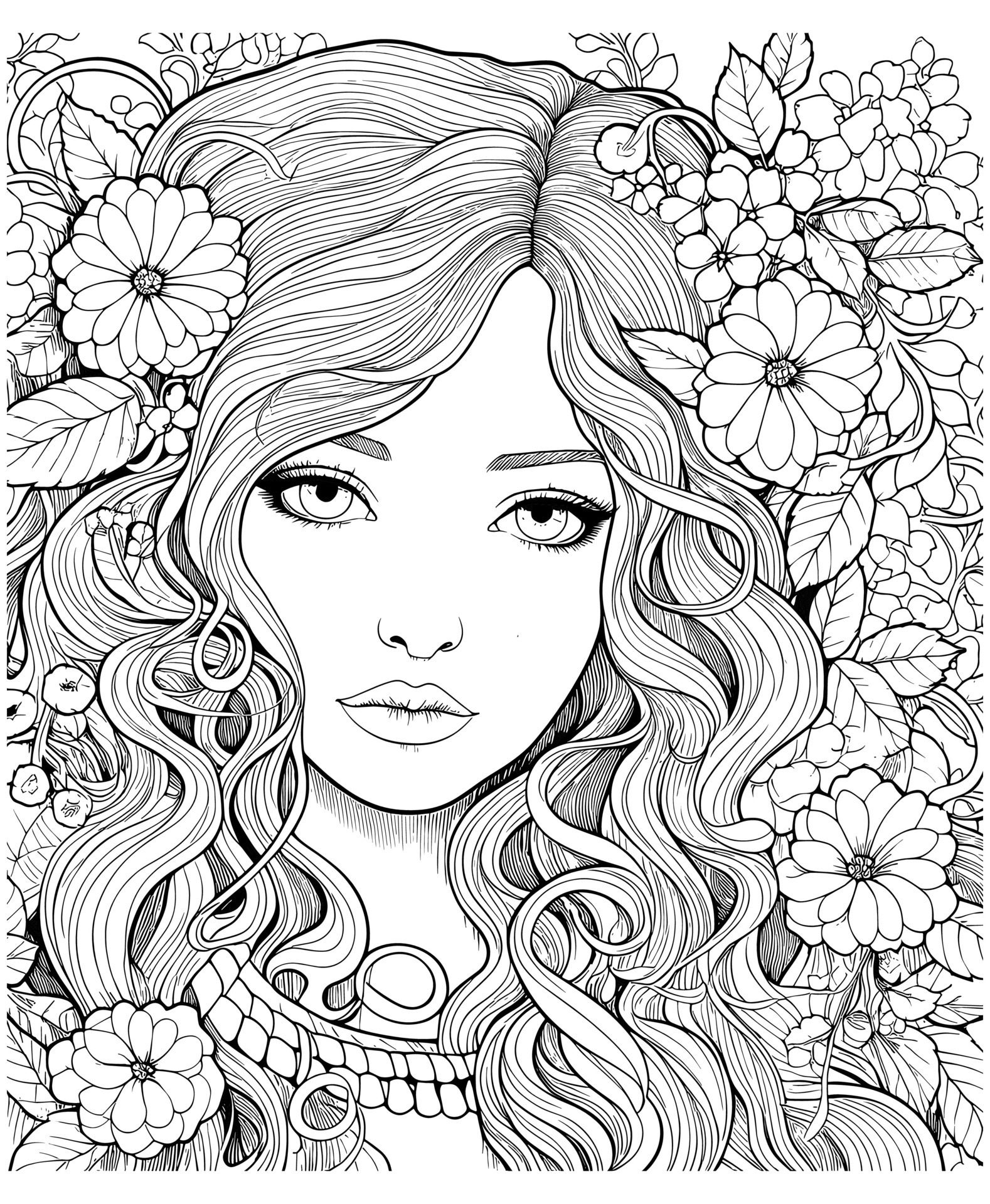 Ai-generated-teen-coloring-page-for-girls-with-all-ages-free-vector