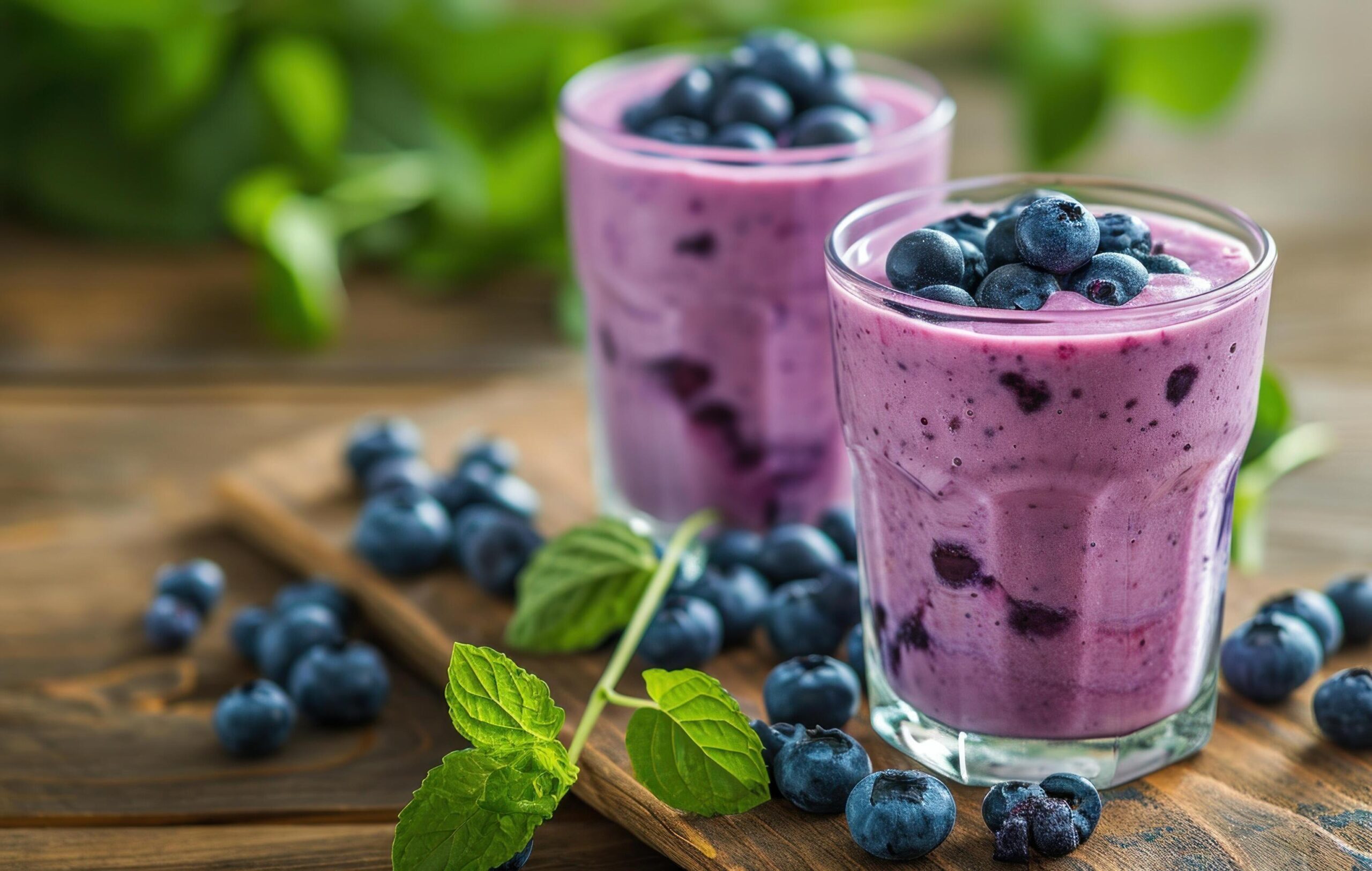 Ai-generated-two-glasses-of-blueberry-smoothie-on-a-wooden-table-free-photo