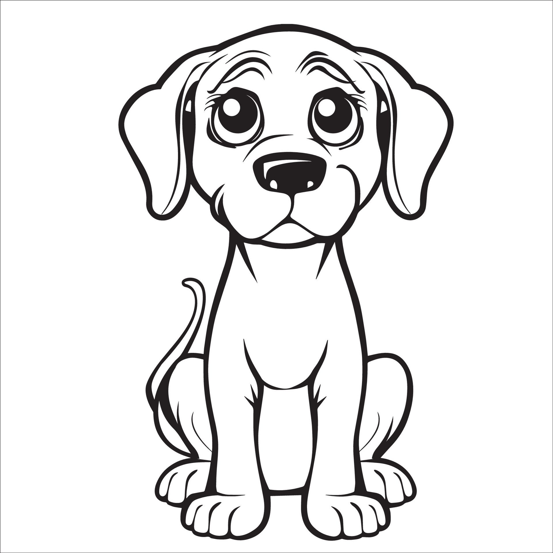 Ai-generated-vizsla-dog-is-a-sitting-illustration-in-black-and-white-free-vector