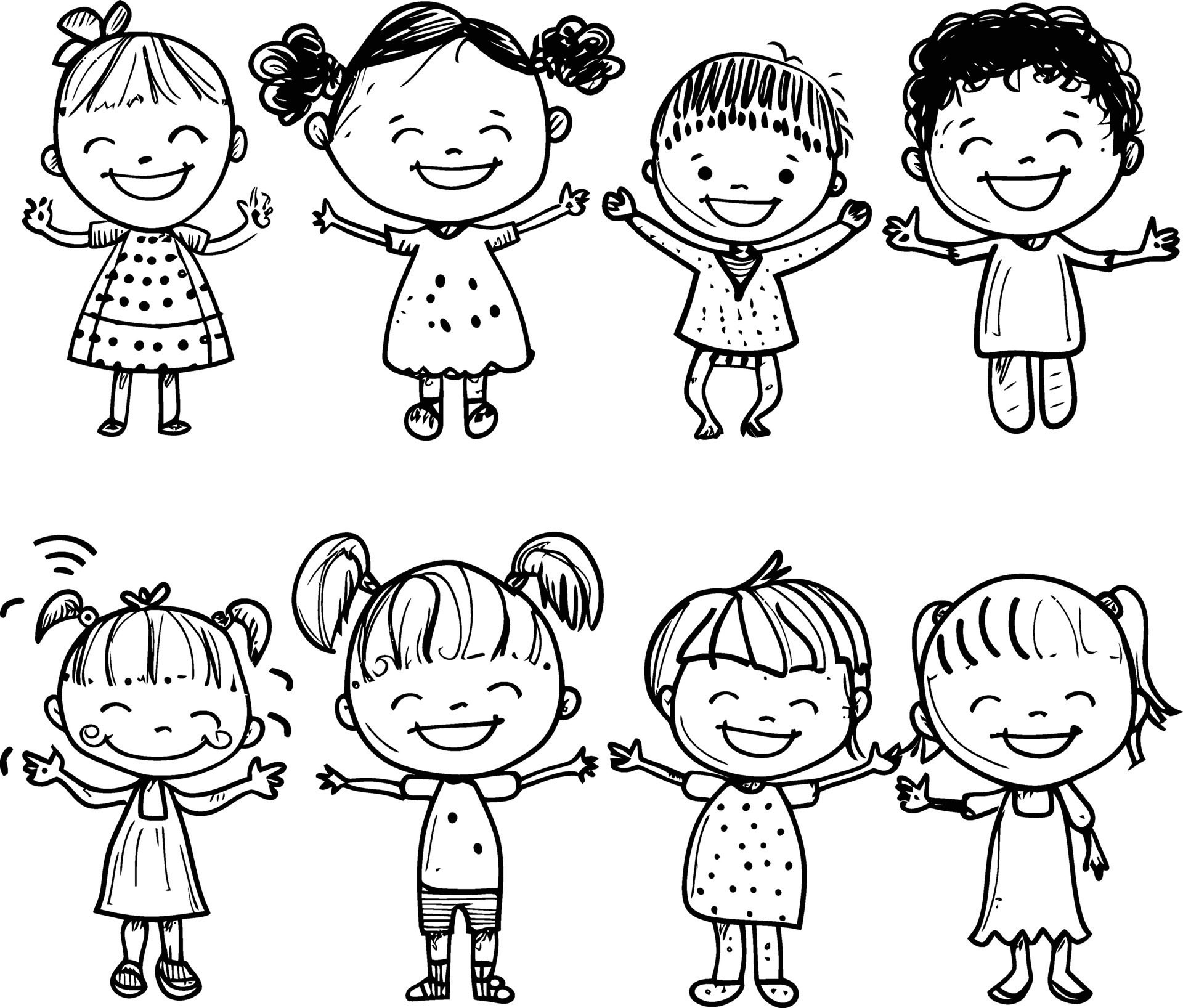 Ai-generated-well-hand-drawing-kids-set-doodle-style-illustration-free-vector
