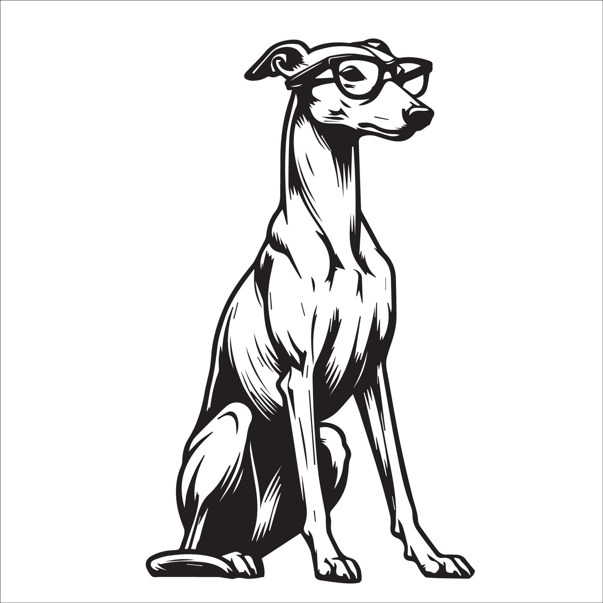 Ai-generated-whippet-dog-wearing-sunglasses-illustration-free-vector