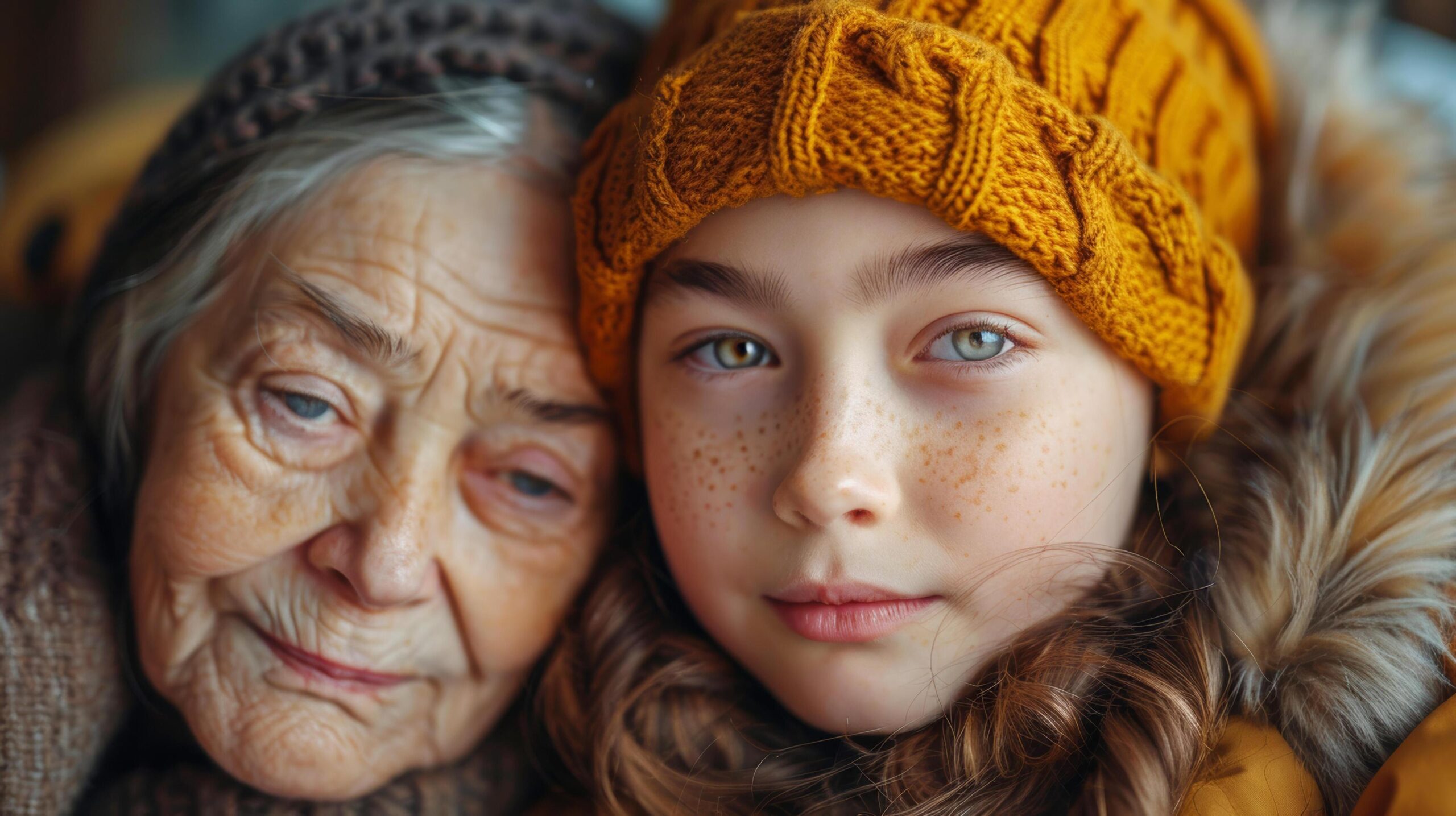 Caucasian-elderly-senior-paternal-grandmother-and-granddaughter-teenage-is-relaxing-and-hug-at-home-together-ai-generated-free-photo