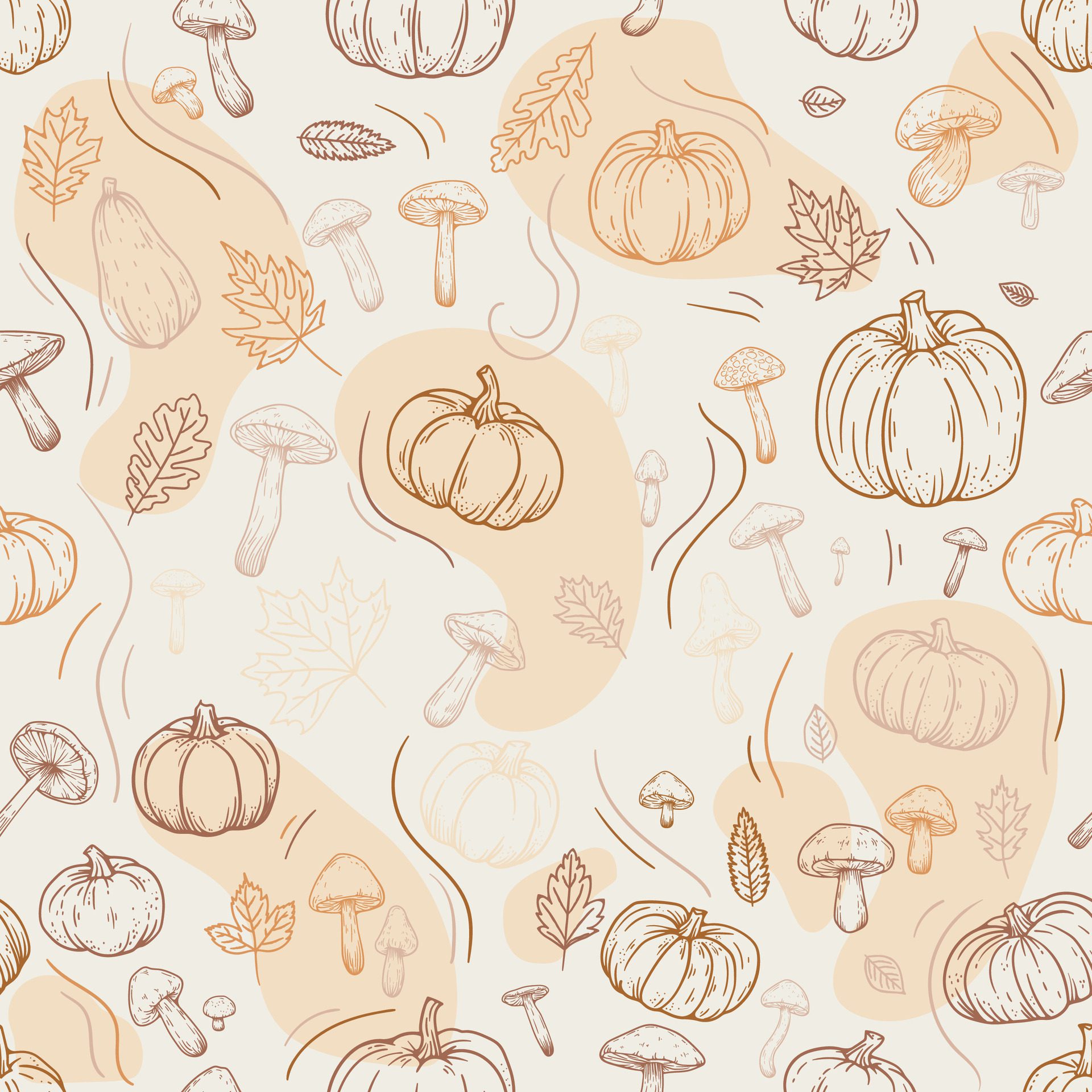 Hand-drawn-pumpkins-leaves-mushroom-acorn-chestnut-autumn-line-sketch-foliage-seamless-pattern-vibrant-and-textured-decoration-perfect-for-textiles-wallpapers-and-more-not-ai-generated-free-vector