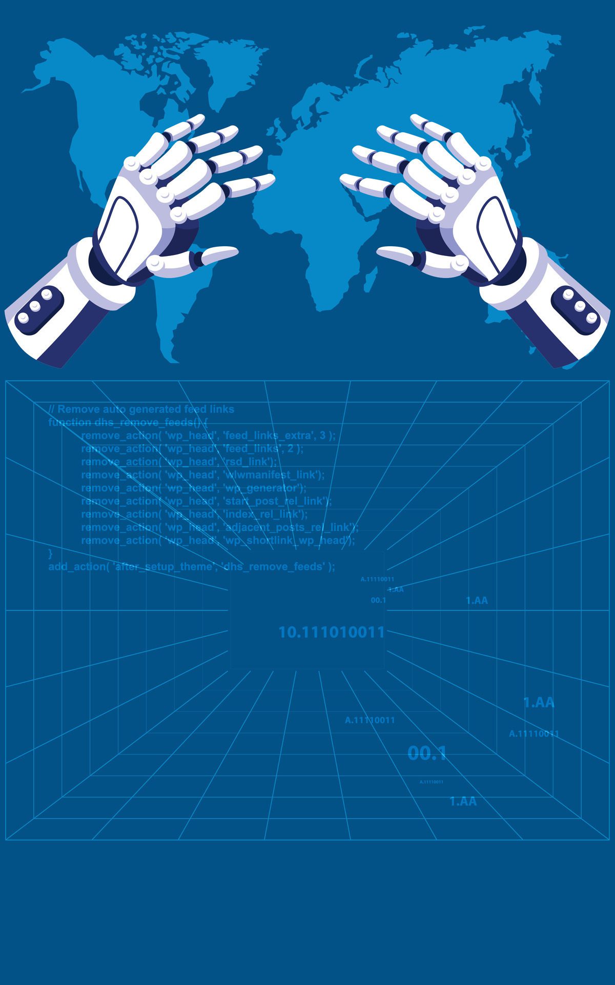 Hand-robot-with-artificial-intelligence-touches-the-world-ai-generated-technology-concept-illustration-free-vector