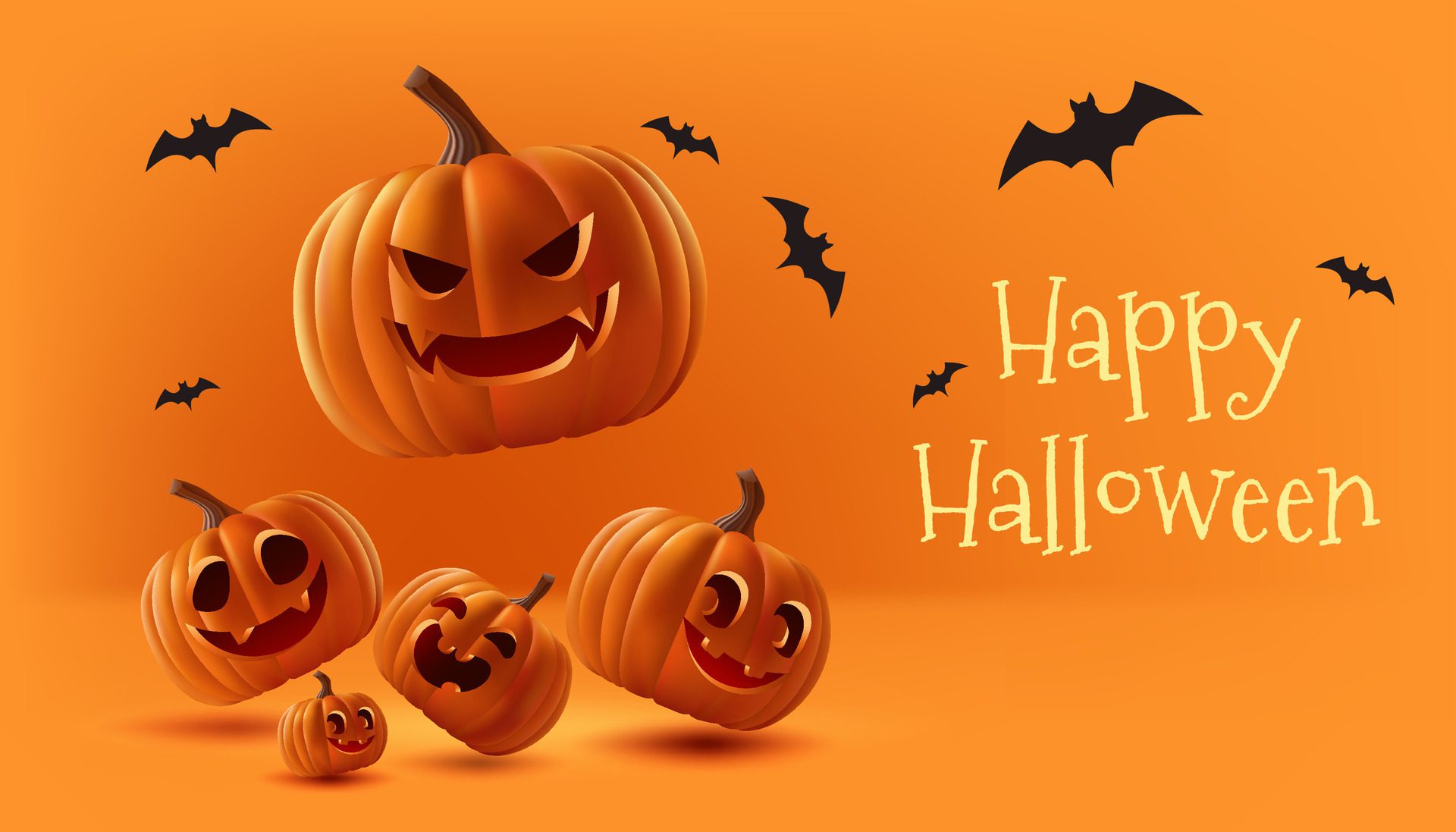 Happy-halloween-3d-realistic-illustration-featuring-a-stage-with-a-cute-pumpkin-bats-and-a-spooky-atmosphere-it-s-perfect-for-holiday-celebrations-and-promotions-not-ai-generated-free-vector