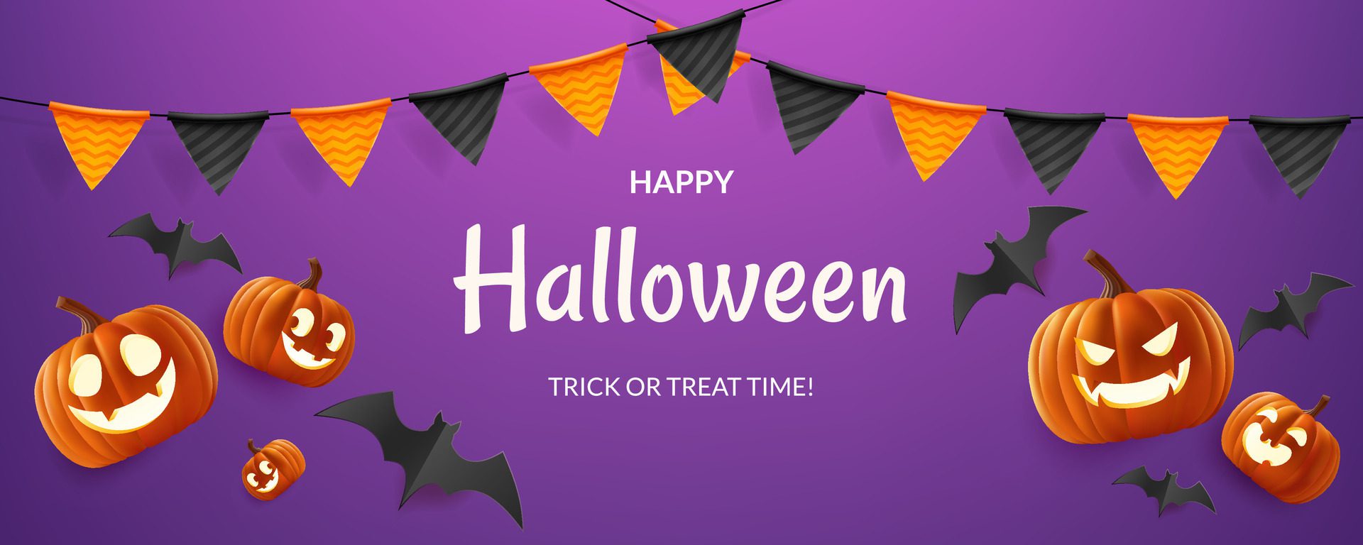 Happy-halloween-purple-horizontal-banner-featuring-a-happy-and-spooky-design-with-pumpkins-bats-and-flags-it-s-perfect-for-holiday-celebrations-and-promotions-not-ai-generated-free-vector