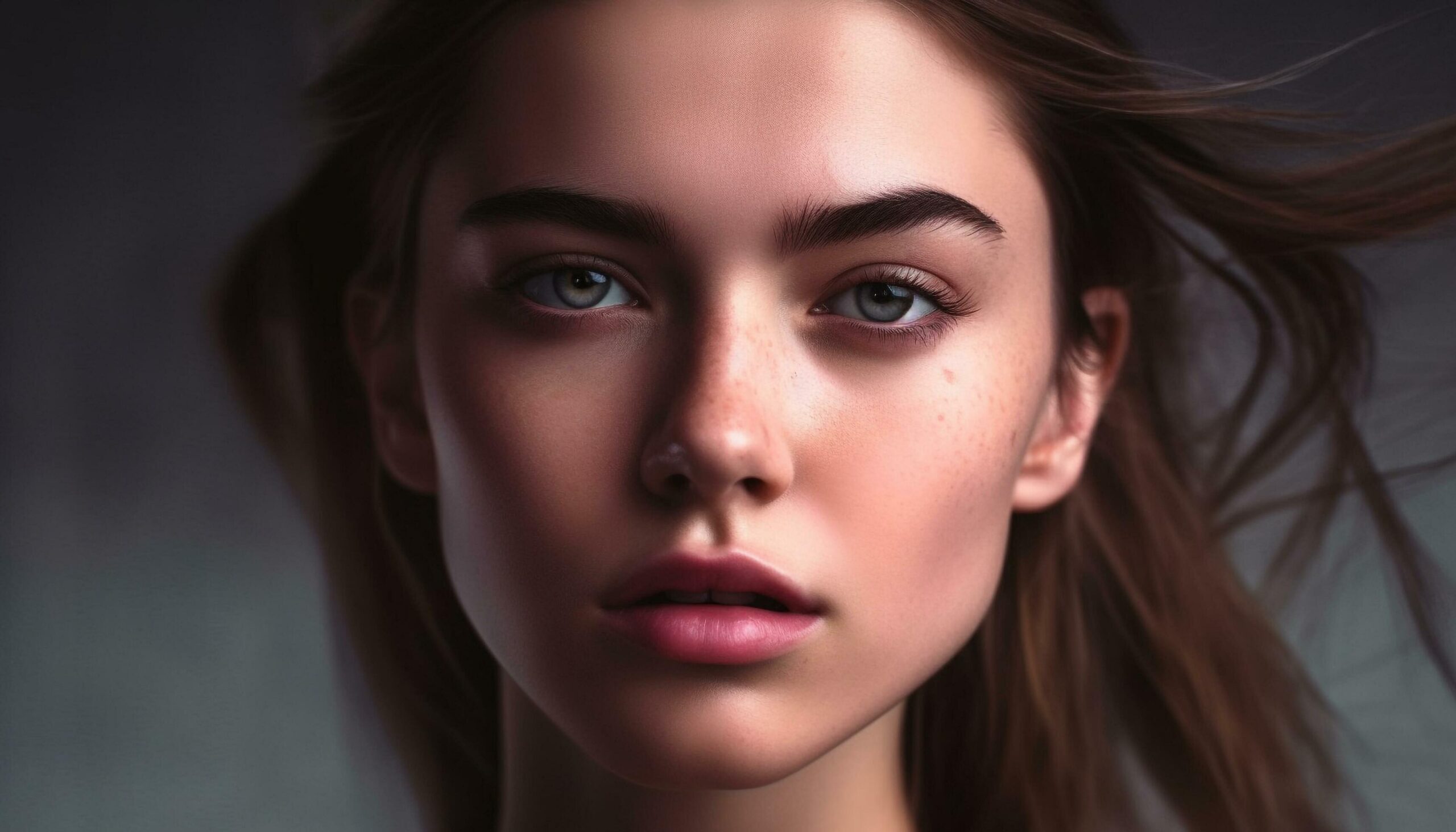 One-beautiful-woman-young-adult-looking-at-camera-close-up-generated-by-ai-free-photo