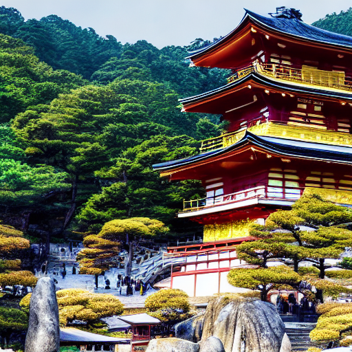 Kinkakuji shrine kyoto, walking tour japan, in the style of hinchel, villagecore, hyperrealistic photo 8k, spiritual resonance, high quality, john salminen, multi-layered --ar 37:21 --stylize 750 --v 6