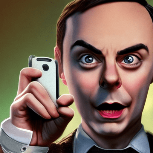 Sheldon cooper with a whip and a smartphone