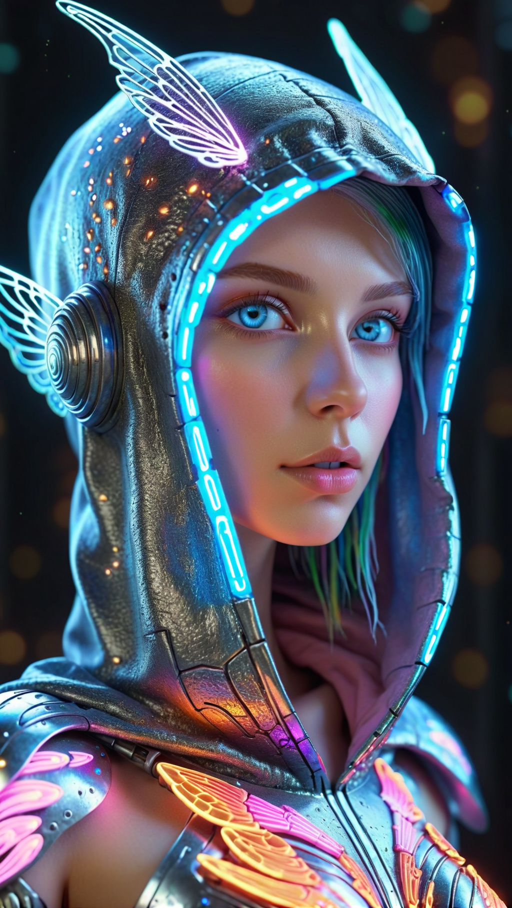 Full body, small highly detailed incorporeal fairy made of silvery light, bokeh pollen specs multicolored magic particles in the air background by moebius, perfectly lifelike beautiful face, detailed pretty eyes, glossy lips, pastels bloom lighting detail, (intricate mystical aura detailing by amanda sage) , beautiful rendering by fromsoftware artwork, elden ring aesthetic, boos stage battle, ray tracing beams, extremely smooth blending, highly detailed, 8k sharp focus