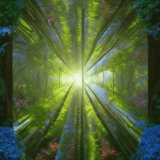 A beautiful forest, with a one-point perspective *very extreme long shot, pictures of beautiful backgrounds where space plants grow in hyperrealistic, cinematic, rich colors and pastel tones. You have to be symmetrical, creative, and feel like a greek mural, add glittering stars and planets, geometrically, completely left-right symmetrical, the composition, color, and cinematic expression are wes anderson style