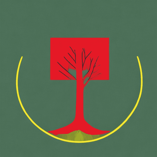 Create a minimalist logo that represents an introvert, featuring clean lines and simple shapes. Incorporate calming colors such as soft blues, greens, or pastels. Include a solitary symbol like a single tree, a lone star, or a quiet nook to convey solitude and introspection. Additionally, integrate the colors of the lithuanian flag (yellow, green, and red) or the flag itself in a subtle, harmonious way. The design should evoke a sense of calm, tranquility, and quiet strength.