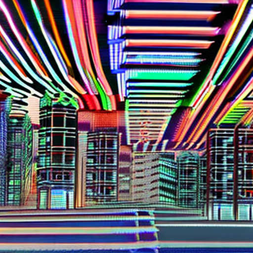 A futuristic cityscape with flying cars and neon lights, made up of intricate geometric shapes and patterns. --ar 4:3 --s 5000 --uplight --q 3