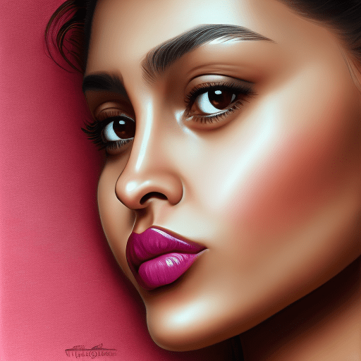 Hyper realistic portrait of an incredibly beautiful latina with the most enormous lips