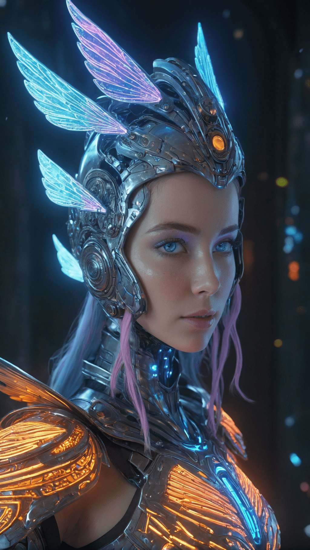 Full body, small (ultra-detailed cyborg in a spaceship) highly detailed incorporeal fairy made of silvery light, bokeh pollen specs multicolored magic particles in the air background by moebius, perfectly lifelike beautiful face, detailed pretty eyes, glossy lips, pastels bloom lighting detail, (intricate mystical aura detailing by amanda sage) , beautiful rendering by fromsoftware artwork, elden ring aesthetic, boos stage battle, ray tracing beams, extremely smooth blending, highly detailed, 8k sharp focus