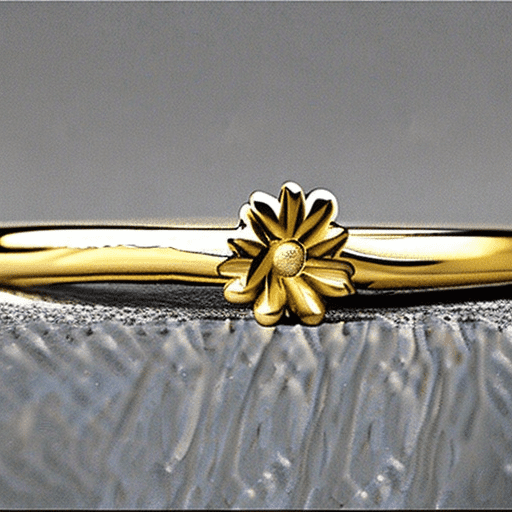It generates a handcrafted ring with a distinctive and detailed floral design. The main material is 18k yellow gold, solid and resistant. Its design is floral and is composed of two prominent flowers. Each flower has five wide, curved petals. The petals should be slightly irregular to mimic a natural flower, with smooth edges and an organic curvature, and their surface is smooth and polished. The center of each flower has details that simulate stamens. The stamens should be thin and elongated, clustered in the center of the flower. A small gemstone (such as a ruby) can be used in the center to add a touch of color and luxury. The ring should be fully polished for a shiny, reflective finish. Make sure the petals have a smooth texture, but with a slight contrast in the center to highlight the stamens. Rubies or any other stones used should be firmly set precisely in the center of the flowers. The band of the ring should be wide enough to support the weight of the flowers without bending. The band should be comfortable to wear, with slightly rounded, non-cutting edges.