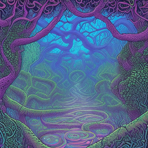 🫧🪐🫶🏻🧞‍♀️ ivy bioluminescence swirling maze, dan mumford jack yerka mike mckone greg simkins