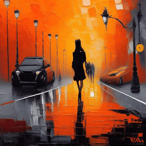 The painting is colored in orange, black and yellow, in the style of complex compositions, dark white and light red, circular abstraction, dmitry spiros, industrial materials, balanced proportions, hard edge painting --ar 71:128 --stylize 750 --v 5. 2