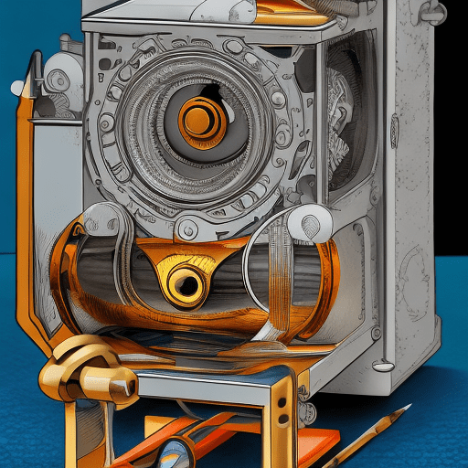 Pictures of the inside of a pencil sharpener with cog wheels engaged , wes anderson style