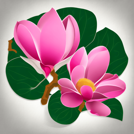 Vector graphic logo of magnolia, simple minimal, by rob janoff --no realistic photo details