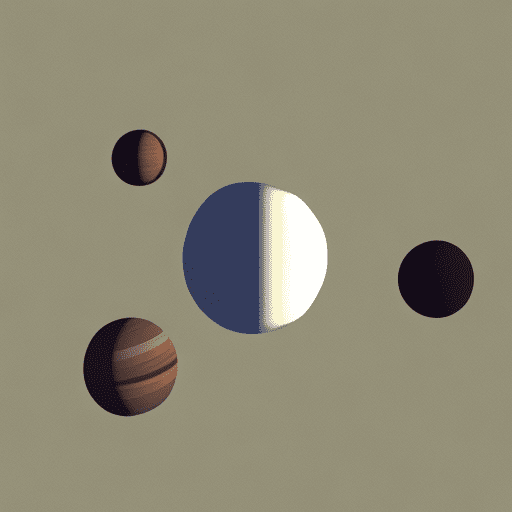 Minimalistic, 2d graphic, three-body problem planets