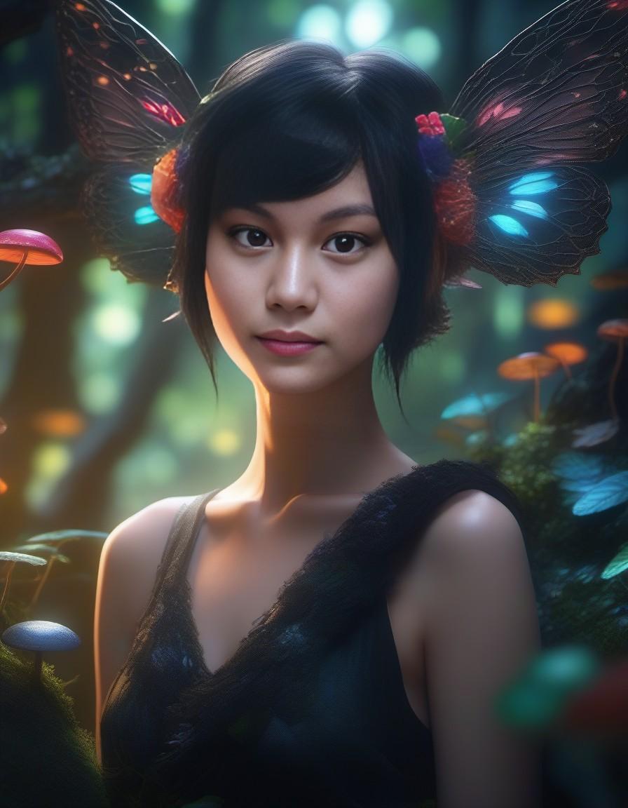Painting of a fairy forest, dream light, full of colors, mushroom tree, dim light, super detailed, unreal engine 5, hdr, 12k, by vincent van goth