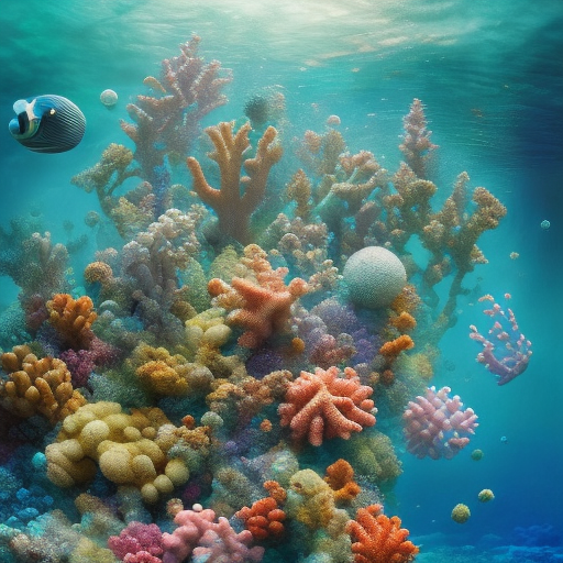 Pictures of beautiful sea backgrounds where space plants grow in hyperrealistic, *completely left-right symmetrical, a symmetrical coral, cinematic, rich colors and pastel tones. You have to be symmetrical, creative, and feel like a greek mural, add glittering stars and planets, geometrically, the composition, color, and cinematic expression are wes anderson style
