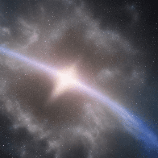 A spaceship is passing through space, a spacecraft , in a universe full of stars, galaxies, and colorful planets. The sky is wide and blue, and the sky is black and purple, pink, and colorful. Center alignment, extreme long shots,