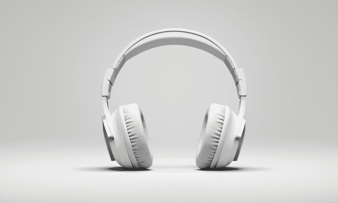 A white headphone, an ambient occlusion render, inspired by carl gustaf pilo, featuring brains, neurochip, minimalist logo without text, panasonic, transparent labs, wearing a headset