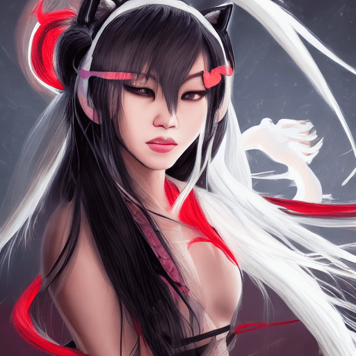 Asian girl, sith lord, with flowing white hair and cat ears, in a hyper-detailed, dynamic pose. Create a masterpiece quality image in 8k resolution, featuring an immersive background with depth of field. Use lora:add_detail:1 to enhance intricate details and realism.