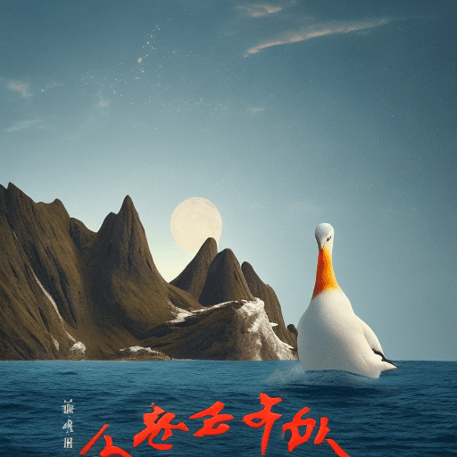 A picture beautiful and verya single dokdo from the front, the sea is endless around it, and three small gulls are flying in the sunset sky. There are two moons, making it perfectly symmetrical from side to side. The composition, color, and cinematic expression are wes anderson style
