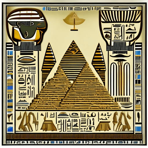 Vector image with elements of egypt, parchments, hieroglyphics, pyramids