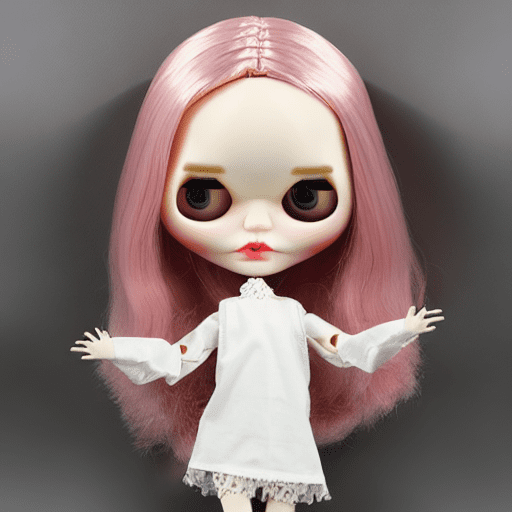 Blythe doll robot, monolid eyes skinny face