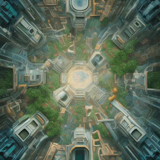 At a different angle pictures of beautiful urban backgrounds where space plants grow in hyperrealistic, cinematic, rich colors and pastel tones. You have to be symmetrical, creative, and feel like a greek mural, add glittering stars and planets, geometrically, completely left-right symmetrical, the composition, color, and cinematic expression are wes anderson style