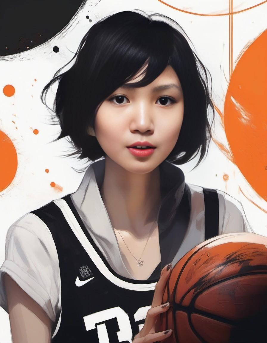 A ultradetailed beautiful panting of a woman dribbling a basketball, by conrad roset, greg rutkowski and makoto shinkai, trending on artstation
