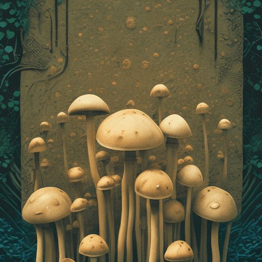 A picture of a mushroom, completely left-right symmetrical, the composition, color, and cinematic expression are wes anderson style