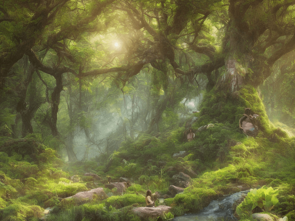 Capture the beauty of nature and holistic medicine in an image that evokes the diversity of landscapes, the soothing presence of wildlife, and the harmony between humans and their natural environment.