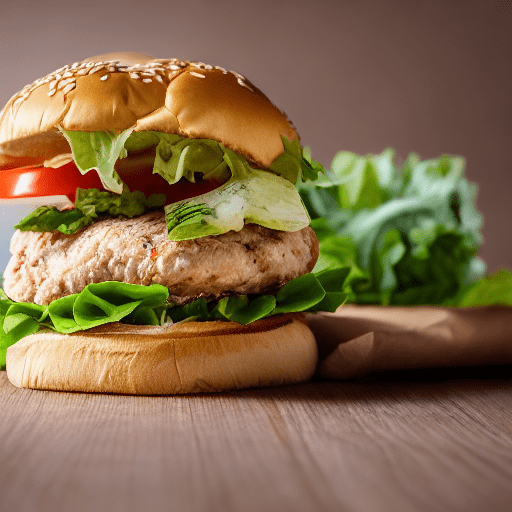 A chicken burger, editorial photography, shot on 70mm lens, depth of field, bokeh, dof, tilt blur, shutter speed 1/1000, f/22, white balance, 32k, super-resolution, white background