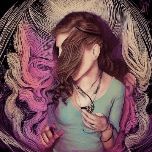 Art by dan mumford and artgerm , full body portrait, ((natalia dyer:0. 8) ), ((lea thompson:0. 6) ), blond hair, pale skin, highlights in eyes pastel goth, scene hair, (emo girl) , wearing bracelets, wearing necklace, instagram, ((detailed face) ), (detailed pupils:1. 3) , dark theme, soothing tones, muted colors, high contrast, smooth focus, proportions, 16k resolution, ultra realistic, red and yellow