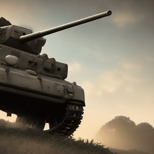 Photo of a ultra realistic tank, dramatic light, pale sunrise, cinematic lighting, battered, low angle, trending on artstation, 4k, hyper realistic, focused, extreme details, unreal engine 5, cinematic, masterpiece, art by studio ghibli, intricate artwork by john william turner