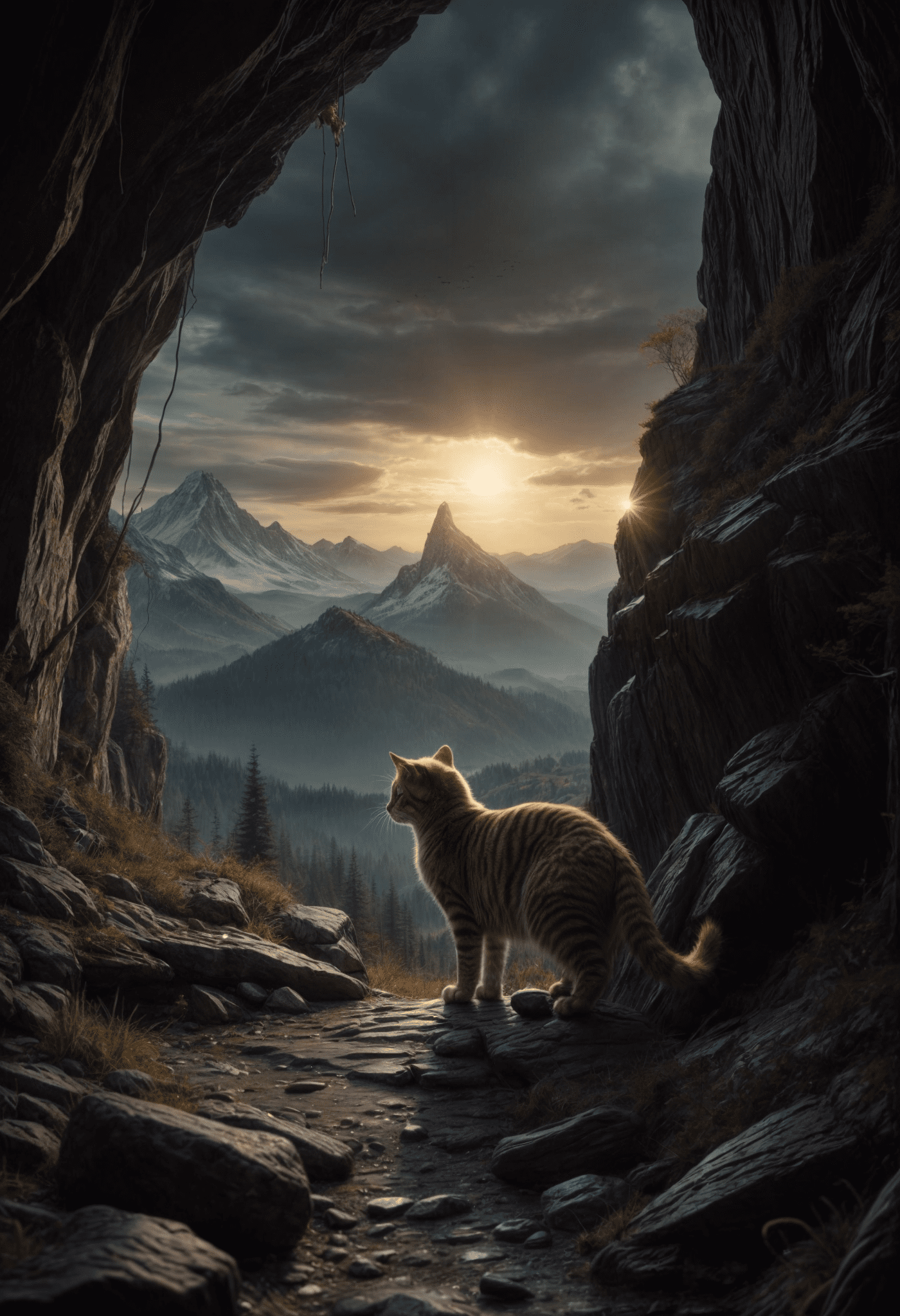 Fantastic image mountain. There are cats in there, mysterious